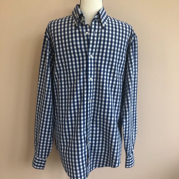 Lands End 16/35 Button Front Blue Check Oxford - Picture 2 of 8
